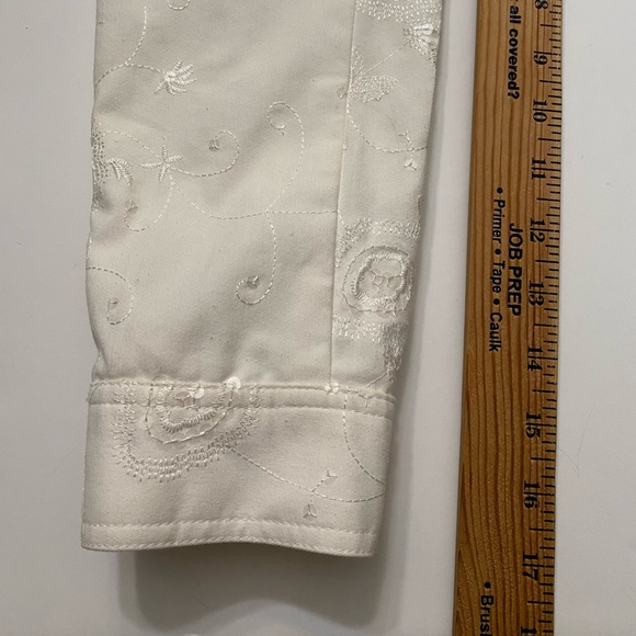 Julie Mitchell Urban Collection embrodery sequin denim jacket ivory 14 - Picture 8 of 16